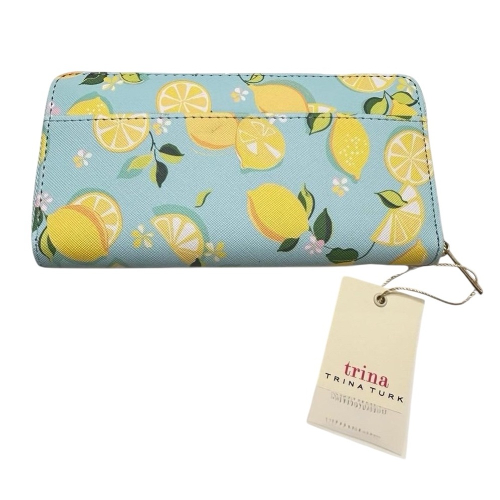 Trina Turk Blue and Yellow Lemon Print Wallet NWT